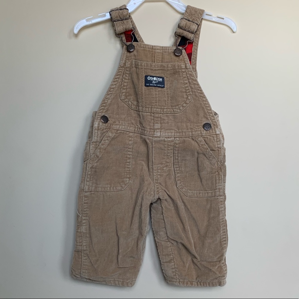 Tan Oshkosh Corduroy Overalls boy size 6M